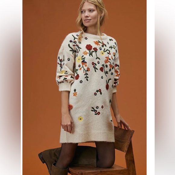 Anthropologie Floral Appliqued Sweater
Tunic Dress Alpaca Blend size S - Picture 5 of 16